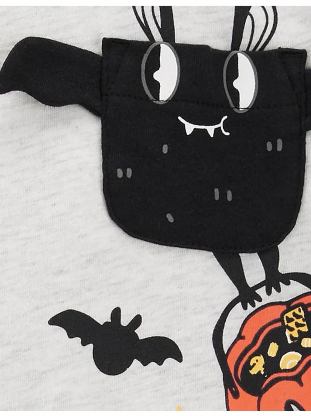 Carter's Gray Top & Black Pants Halloween Bat and Pumpkin Set